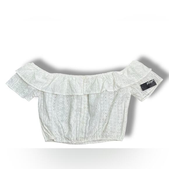 Ardene eyelet off the shoulder cropped summer top - Picture 4 of 8